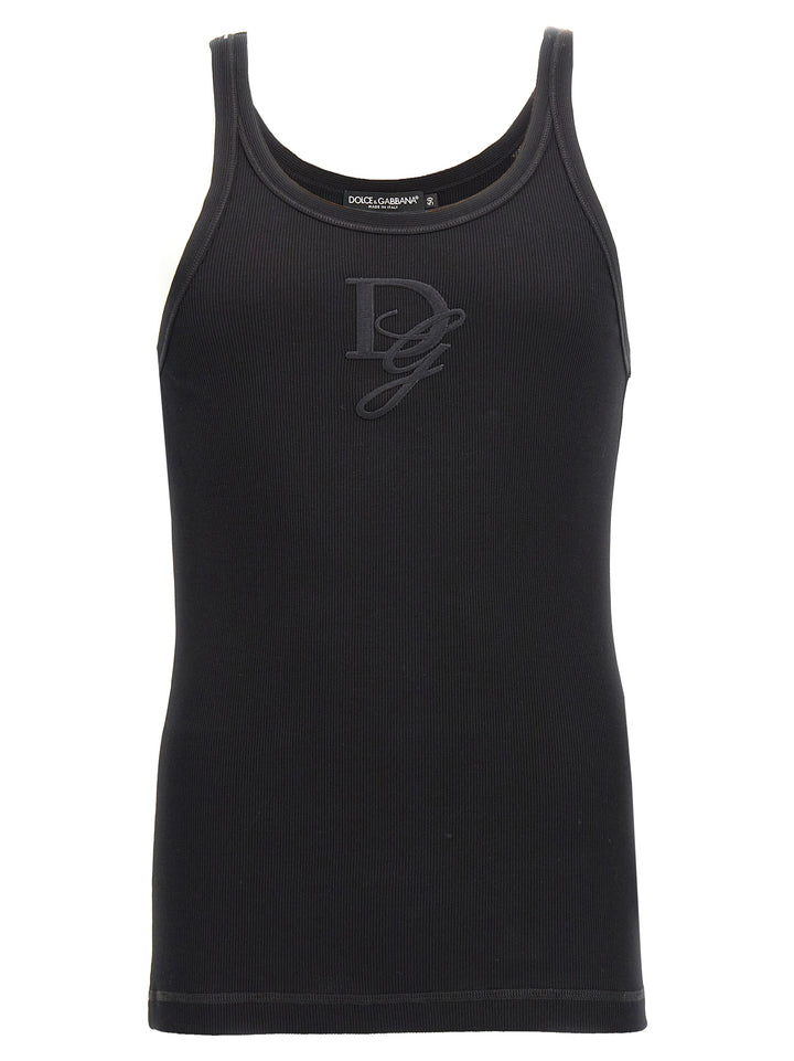 Logo Embroidery Tank Top Top Nero