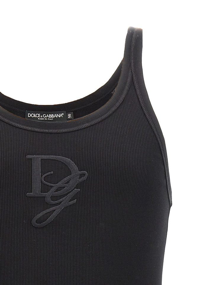 Logo Embroidery Tank Top Top Nero