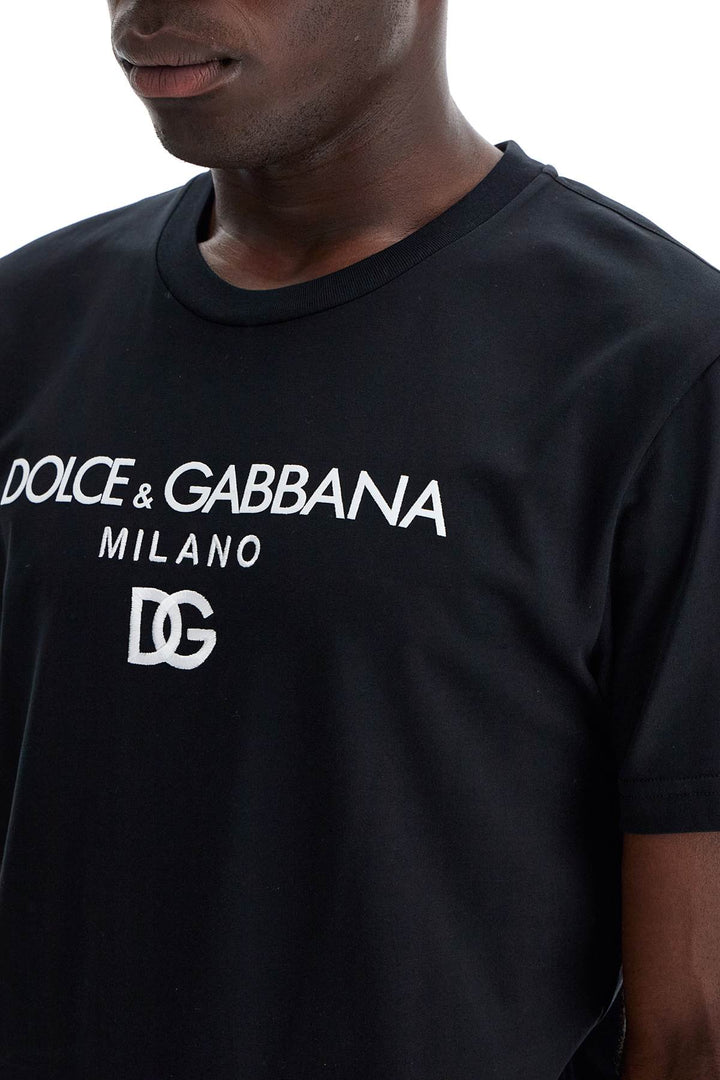 T Shirt Con Ricamo Dg E Stampa Logo Lettering