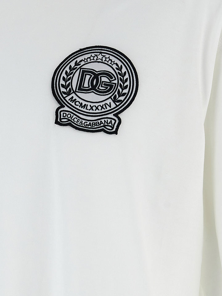 Logo Patch T Shirt Bianco