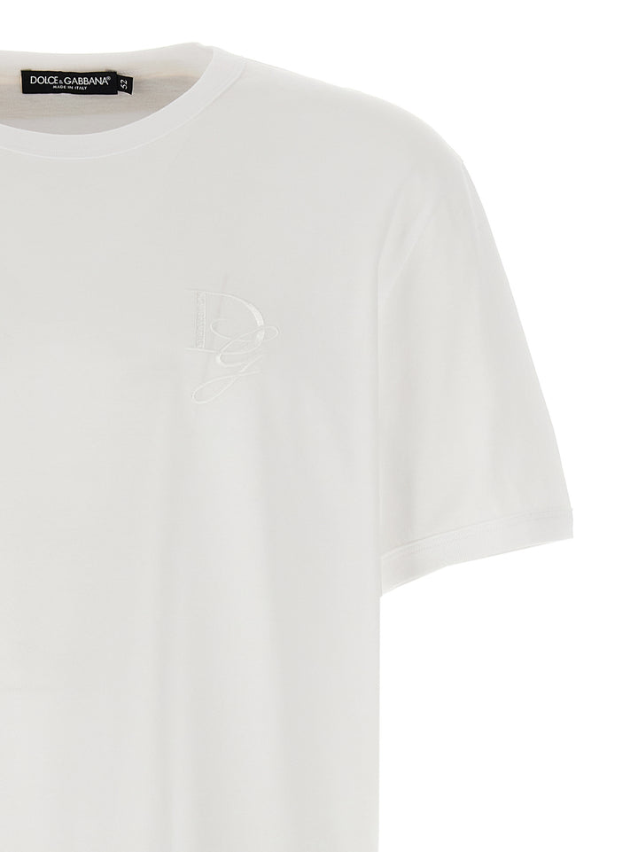 Logo Embroidery T Shirt Bianco