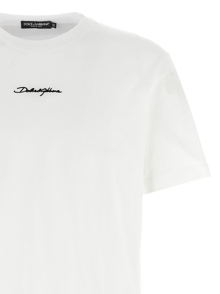 Logo Embroidery T Shirt Bianco