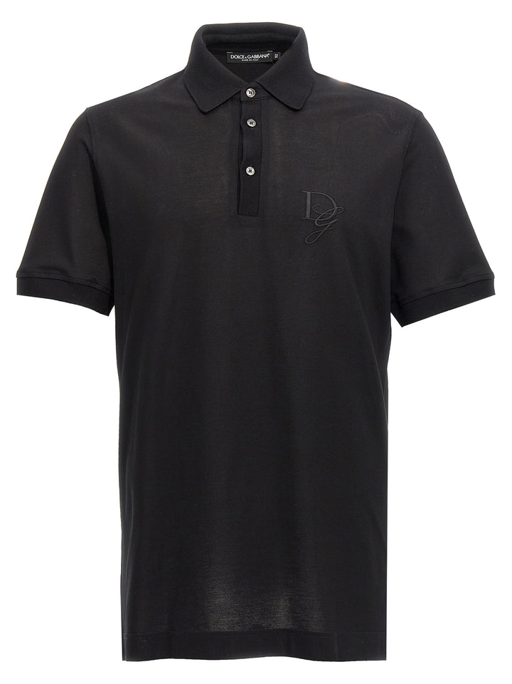 Logo Embroidery  Shirt Polo Nero