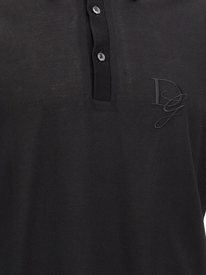 Logo Embroidery  Shirt Polo Nero