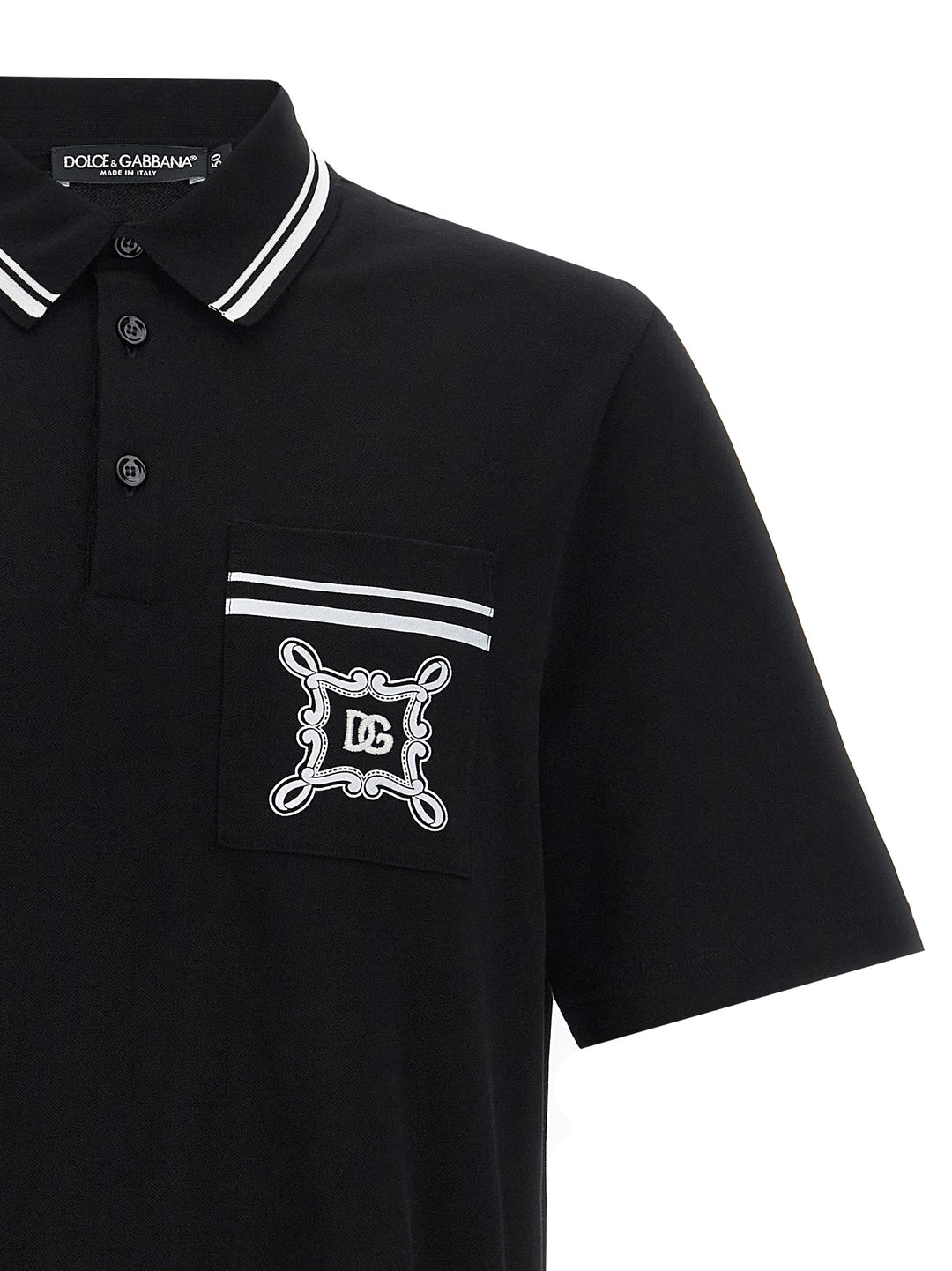 Logo Embroidery  Shirt Polo Nero