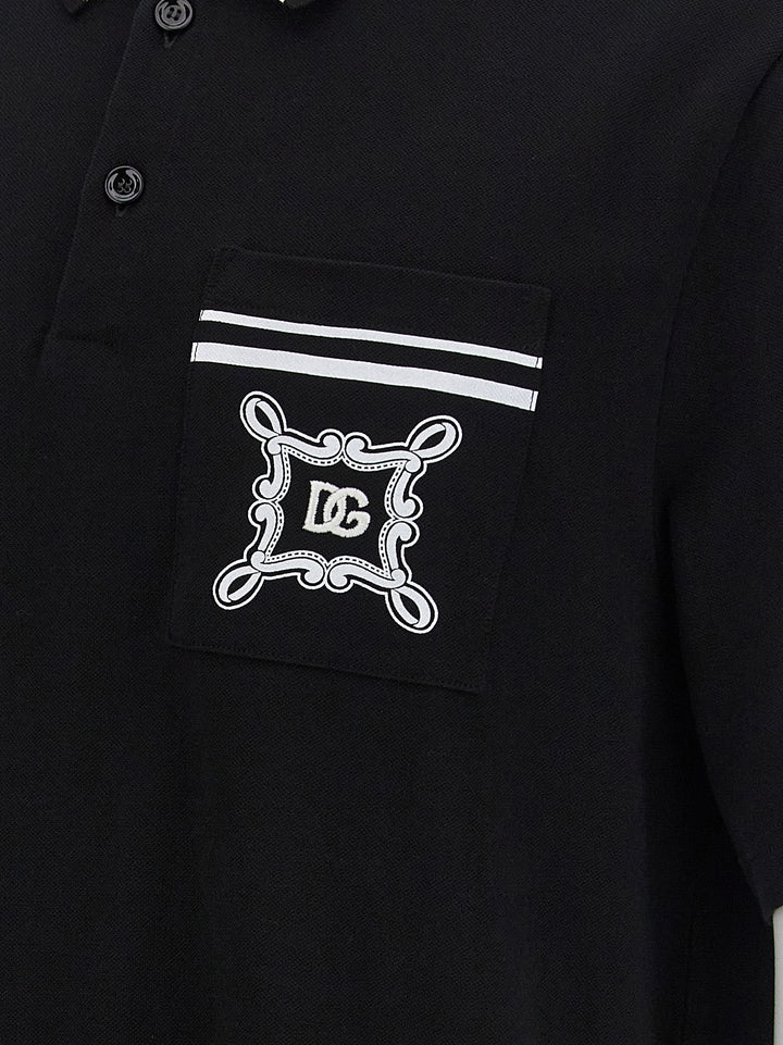 Logo Embroidery  Shirt Polo Nero