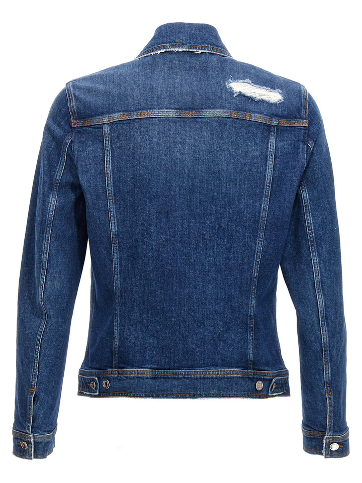 Denim Jacket With Used Effect Giacche Blu