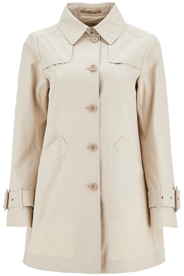 Trench Impermeabile In Cotone Beige Medio Lunghezza Con Bottoni