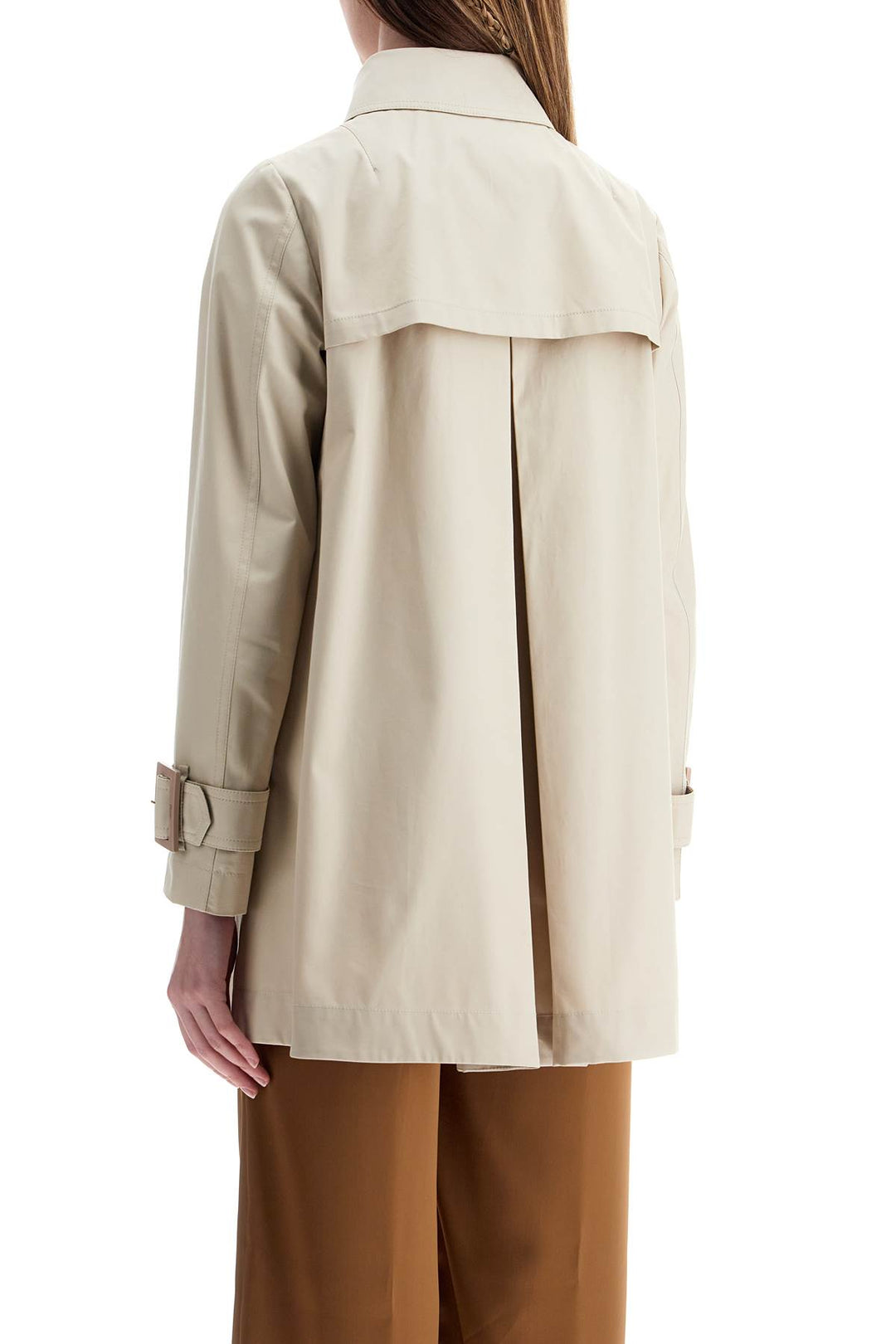 Trench Impermeabile In Cotone Beige Medio Lunghezza Con Bottoni