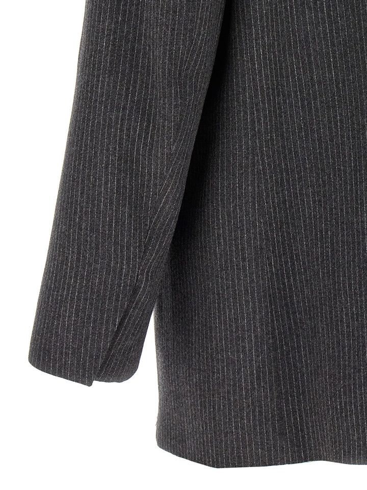 Pinstriped Double-Breasted Blazer Blazer And Suits Grigio