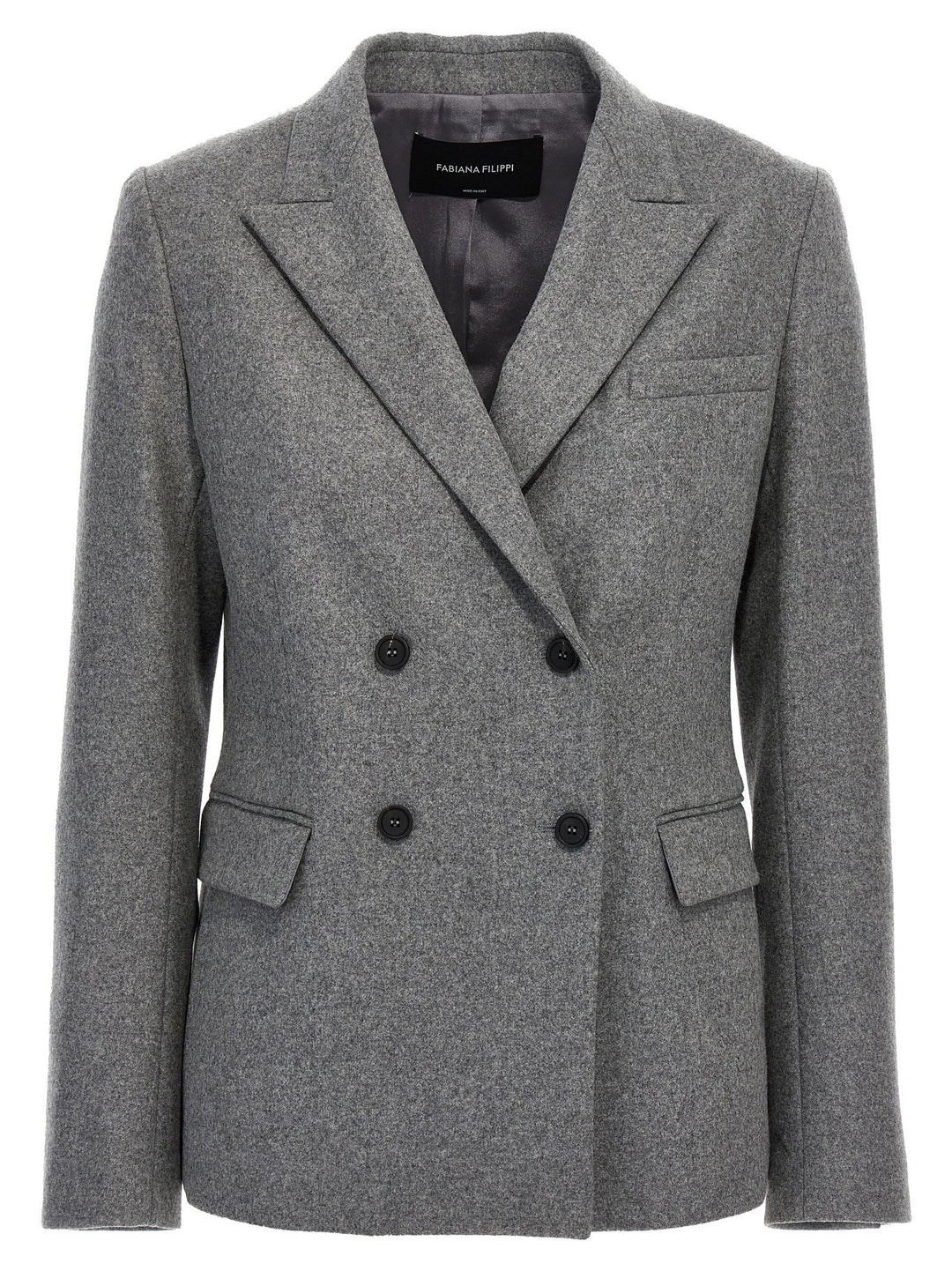 Double-Breasted Flannel Blazer Blazer And Suits Grigio