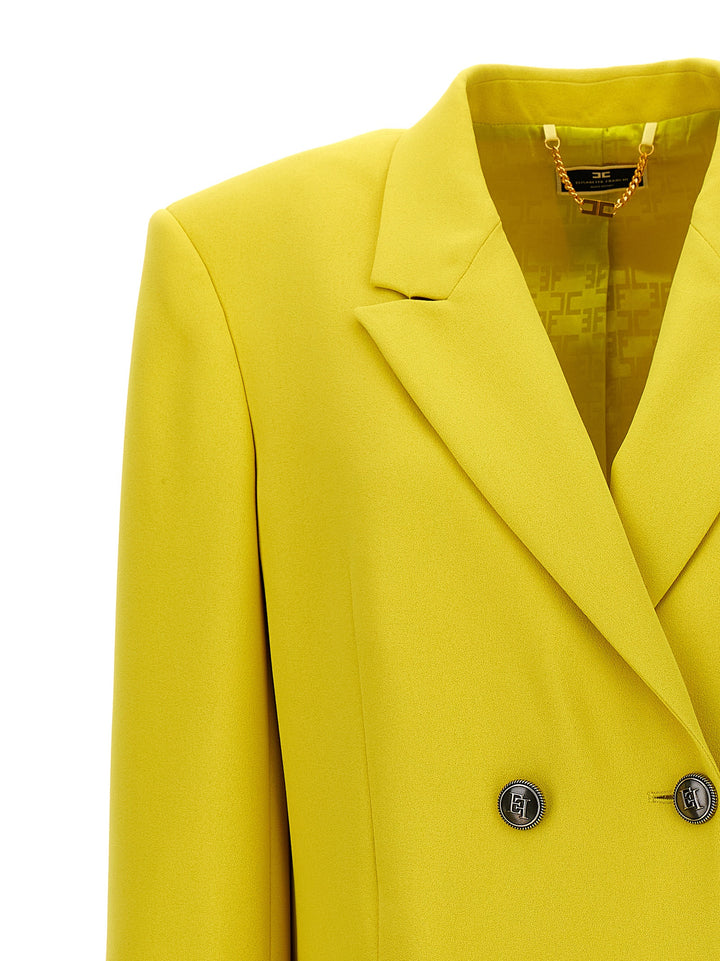 Double-Breasted Blazer With Logo Buttons Blazer And Suits Giallo