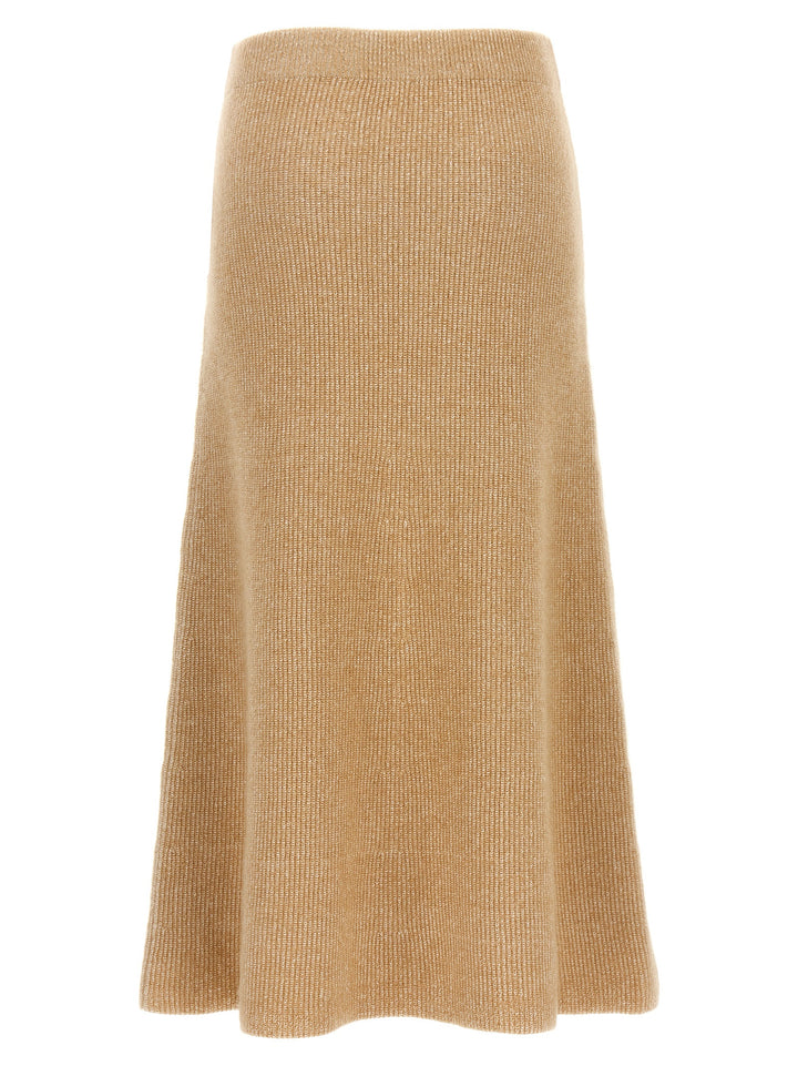 Knitted Flared Skirt Gonne Beige