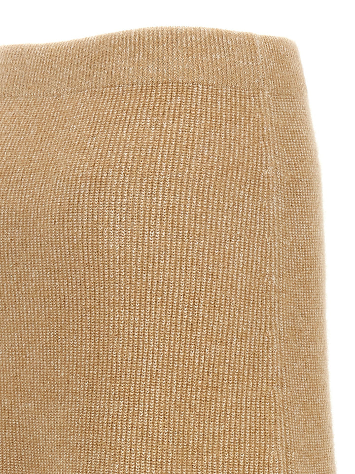 Knitted Flared Skirt Gonne Beige