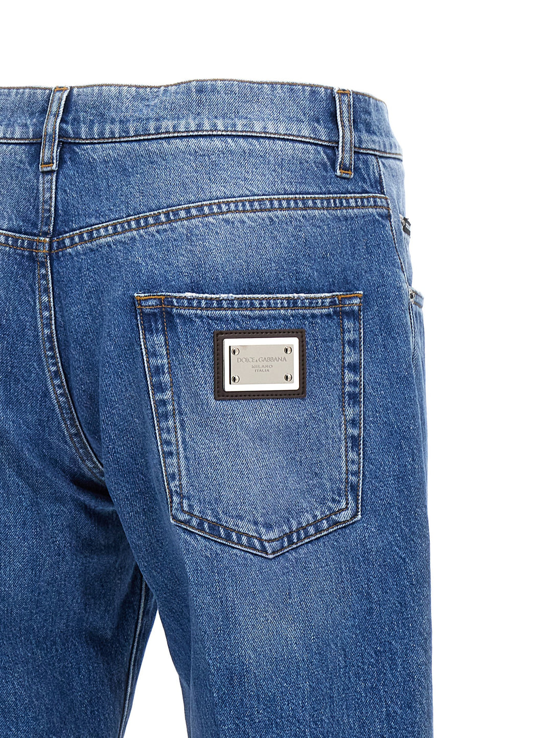 Logo Plaque Jeans Blu