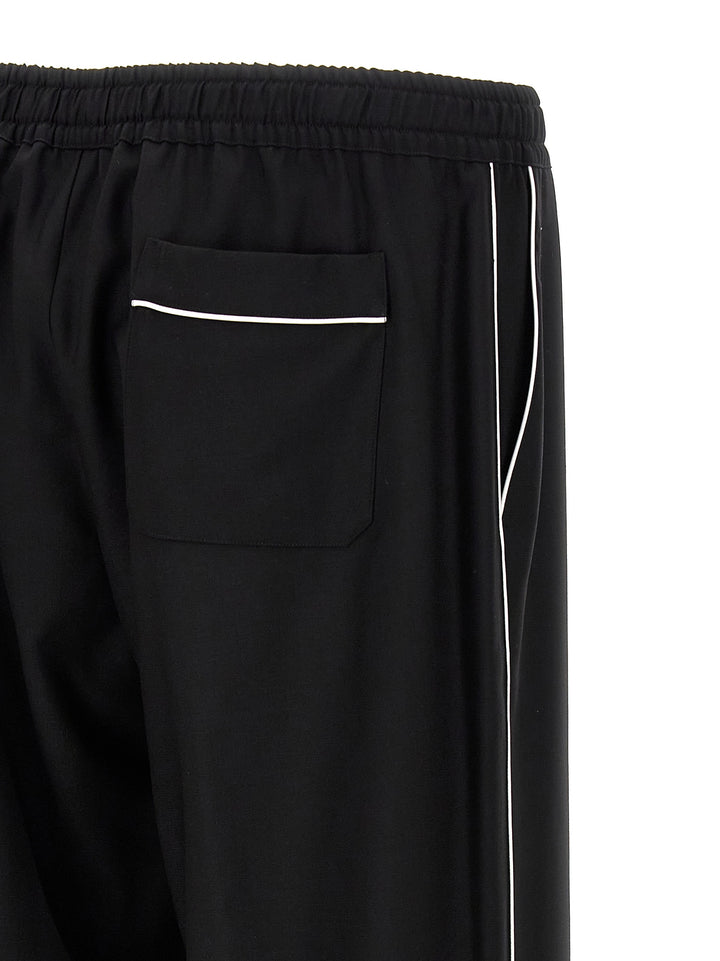 Contrast Piping Pantaloni Nero