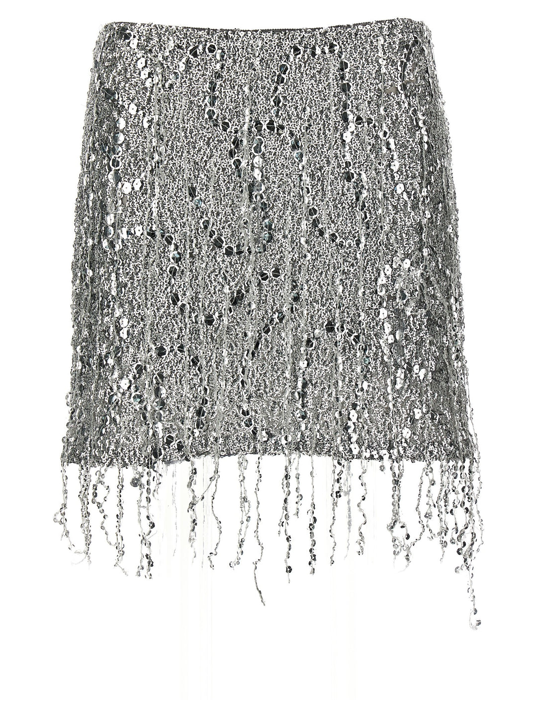 Sequin Tulle Skirt Gonne Silver