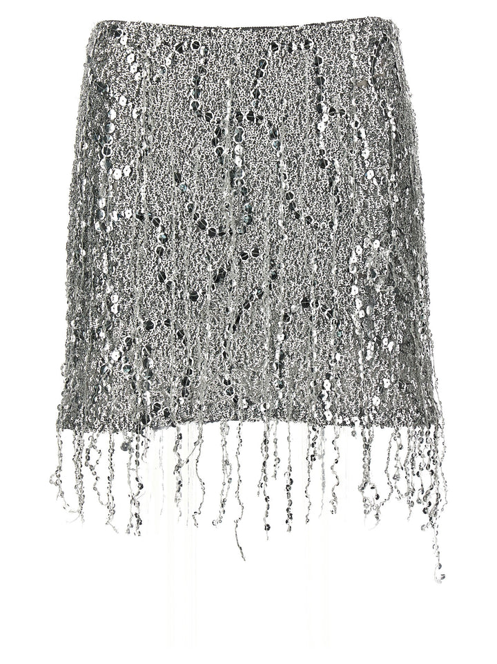 Sequin Tulle Skirt Gonne Silver