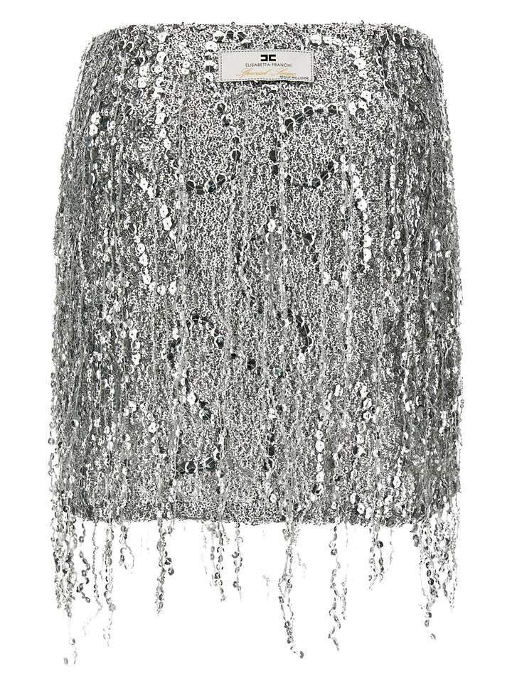 Sequin Tulle Skirt Gonne Silver