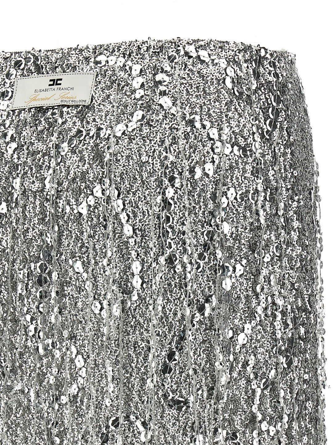 Sequin Tulle Skirt Gonne Silver