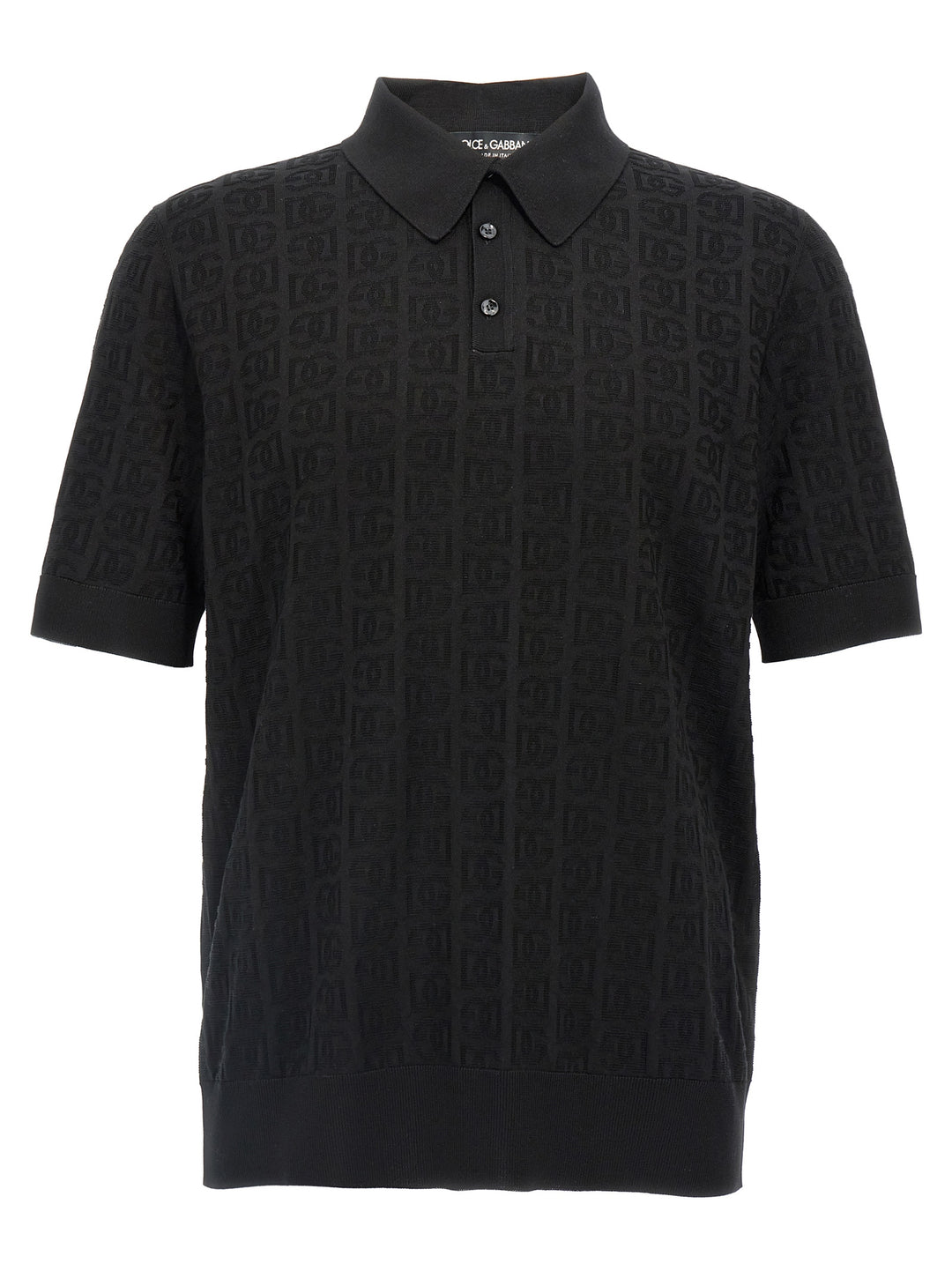 Jacquard Logo  Shirt Polo Nero