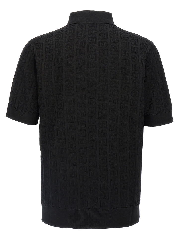 Jacquard Logo  Shirt Polo Nero