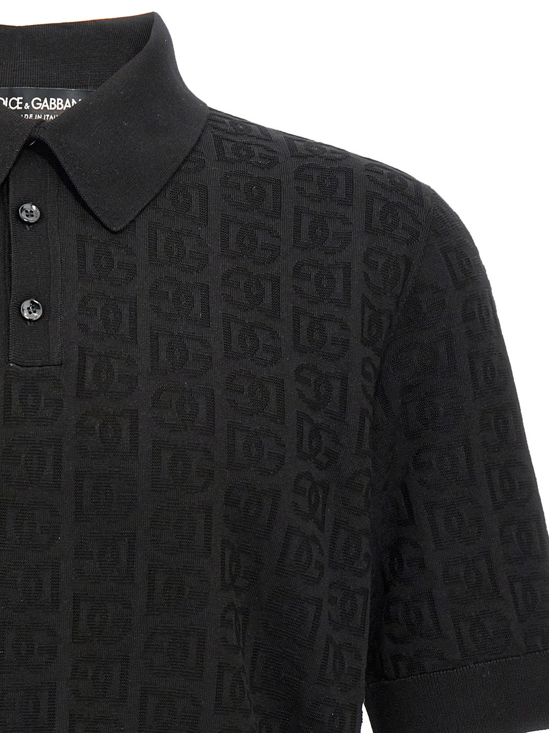 Jacquard Logo  Shirt Polo Nero