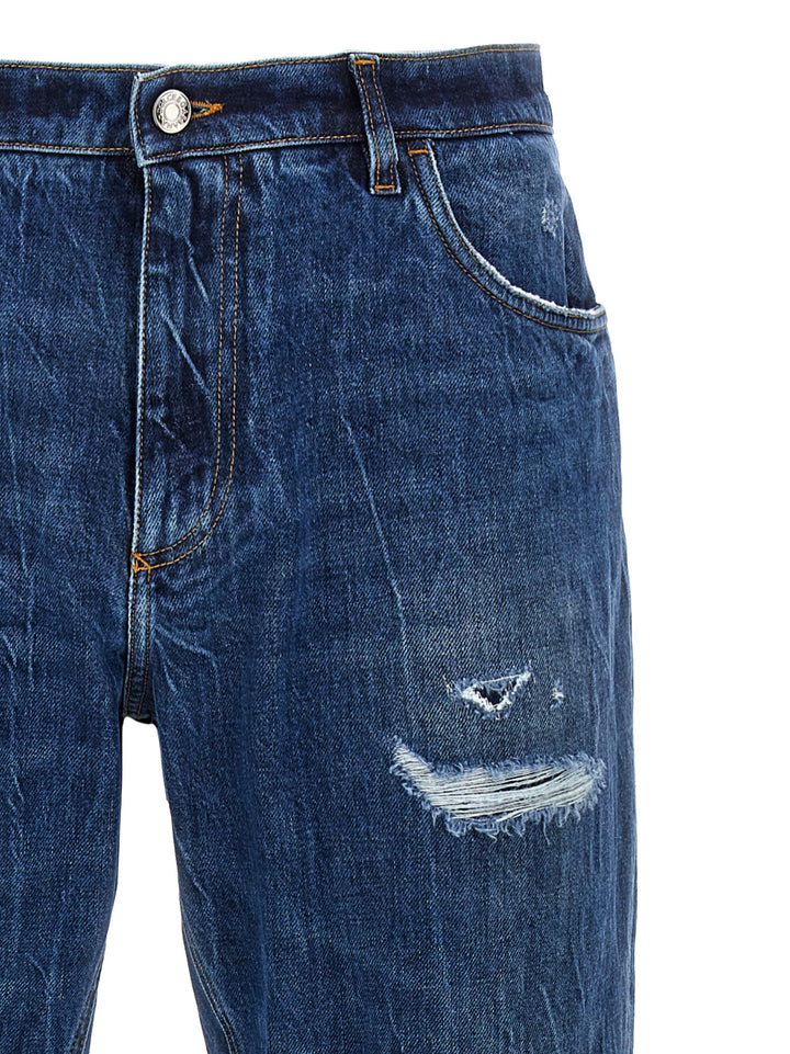 Logo Embroidery Jeans Blu