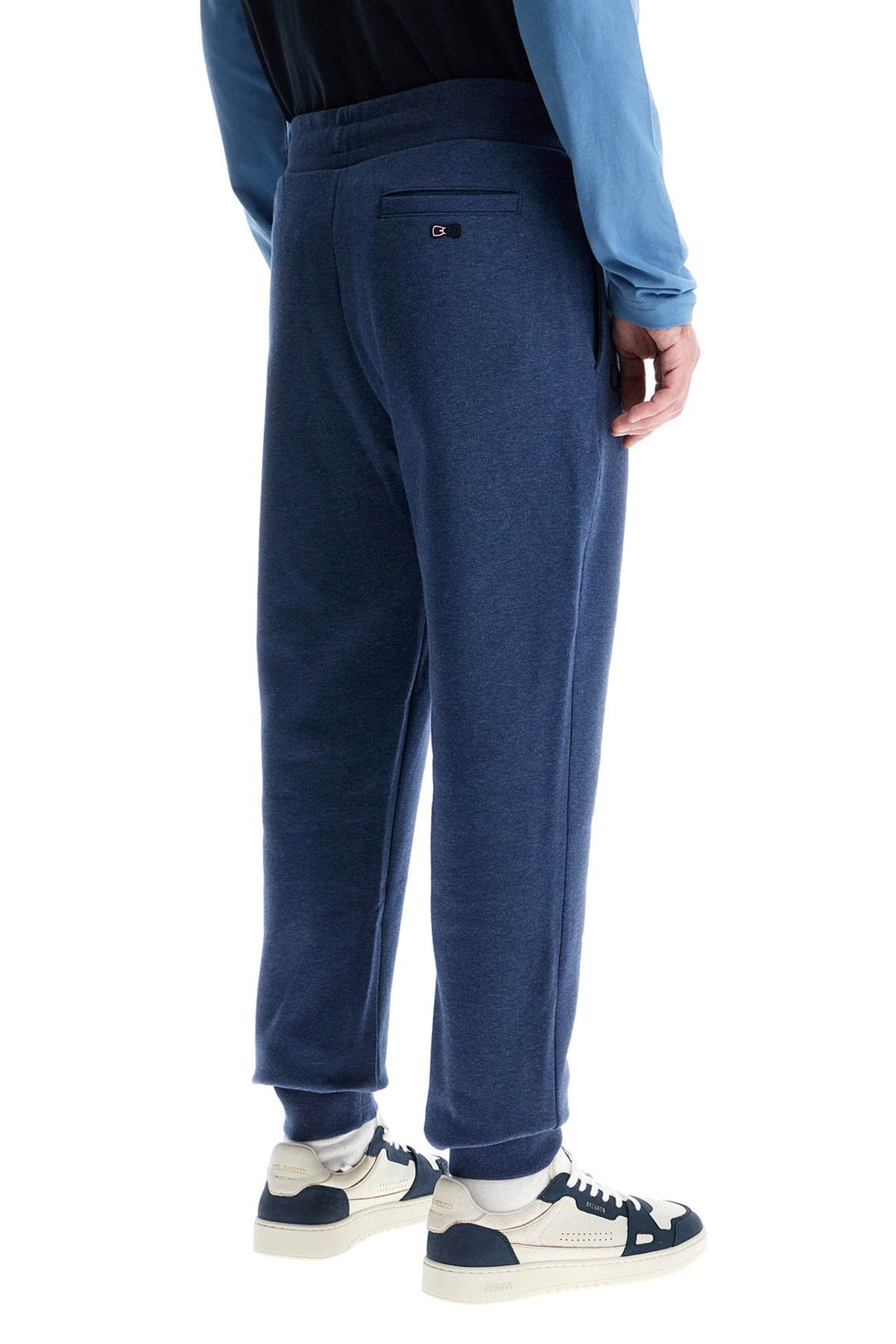 Pantaloni Jogging Slim Fit Cotone Blu Chine Scuro Vita Alta