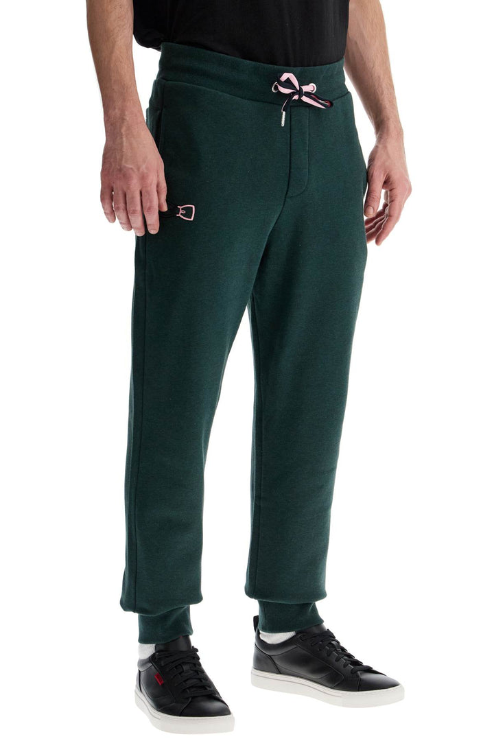 Pantaloni Jogging Verde Scuro Cotone Vita Alta Regular Fit