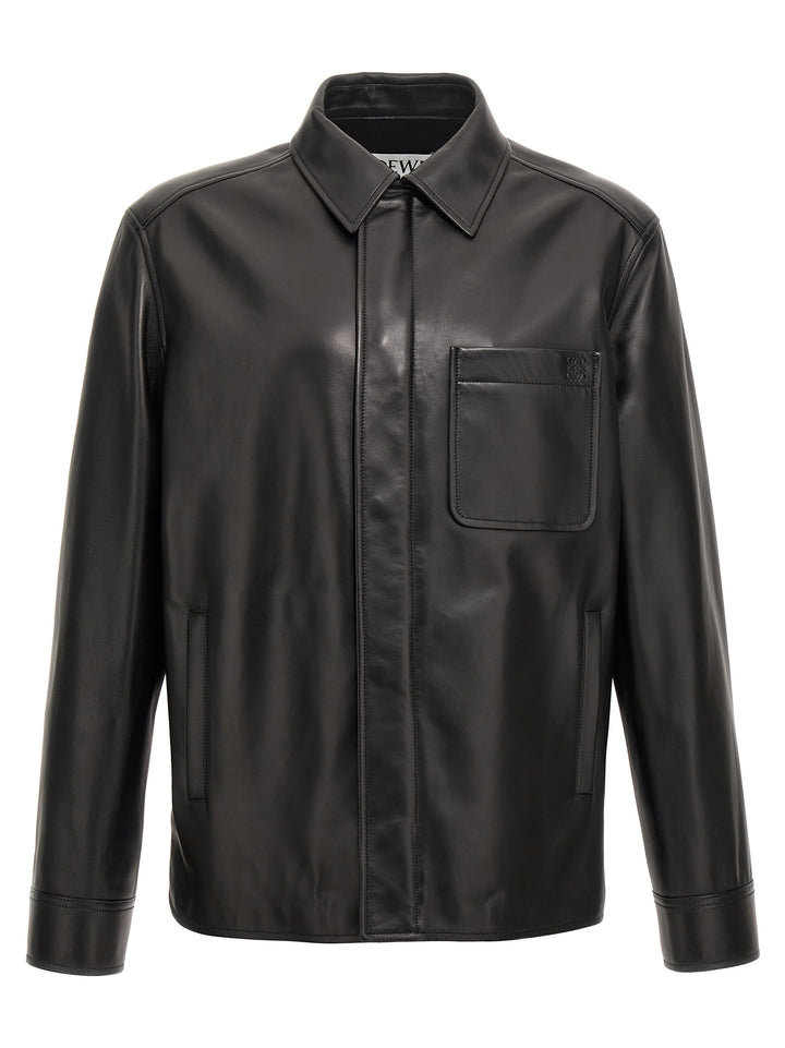 Leather Overshirt Camicie Nero