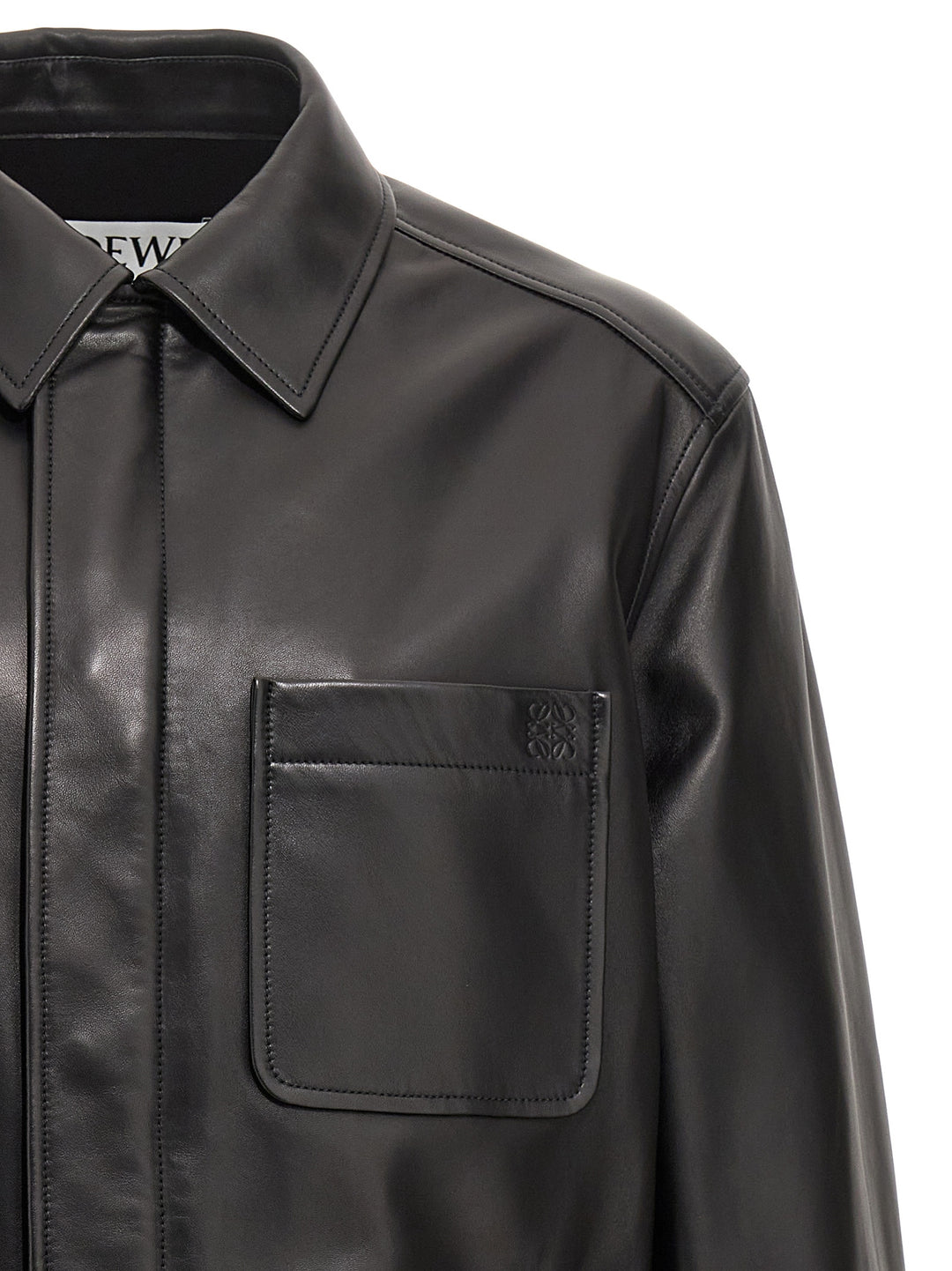 Leather Overshirt Camicie Nero