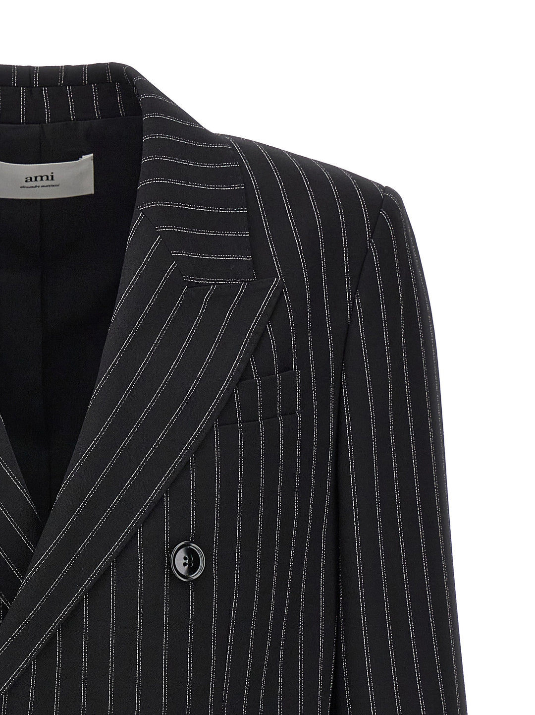 Pinstriped Double-Breasted Blazer Bianco/Nero