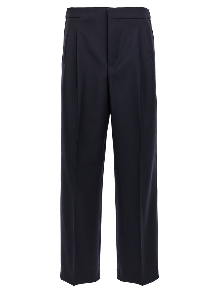 Front Pleat Pantaloni Blu