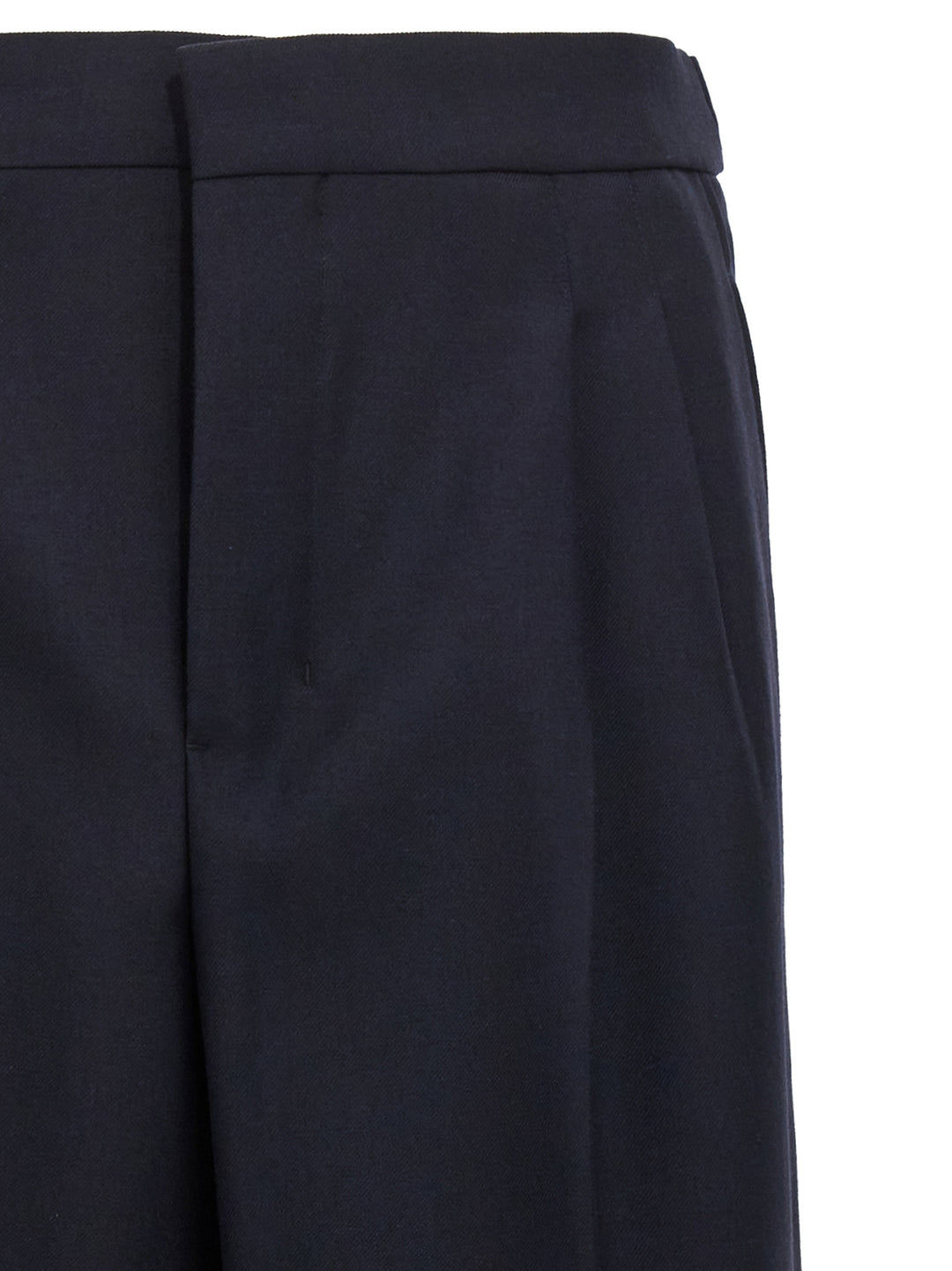 Front Pleat Pantaloni Blu