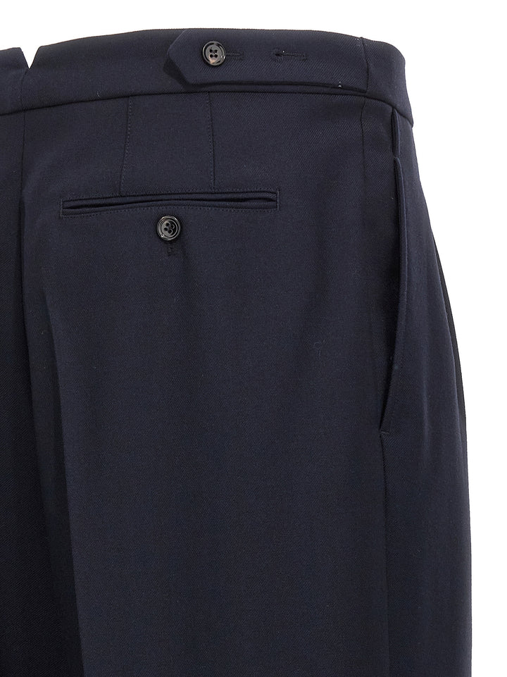 Front Pleat Pantaloni Blu