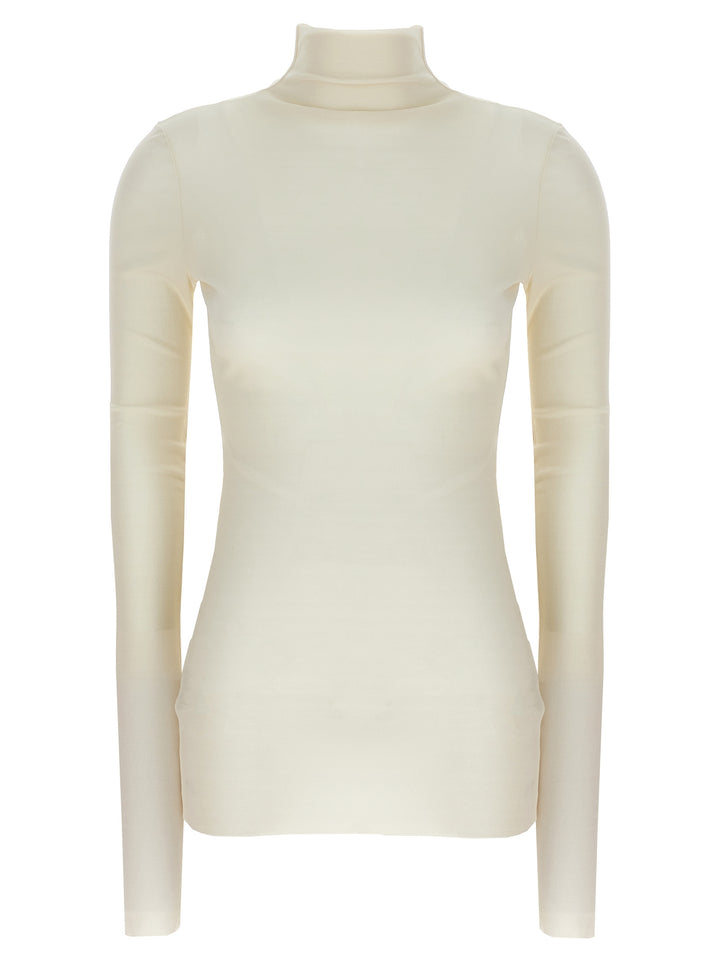 Silk Turtleneck Top Top Bianco