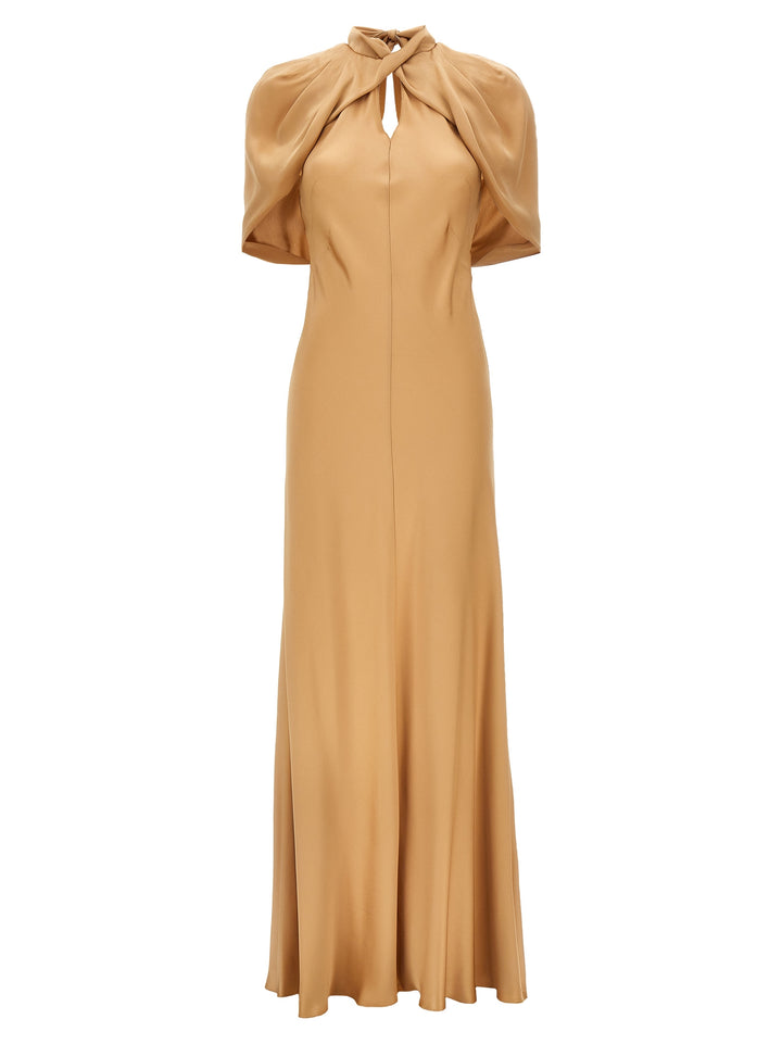 Long Satin Dress Abiti Beige