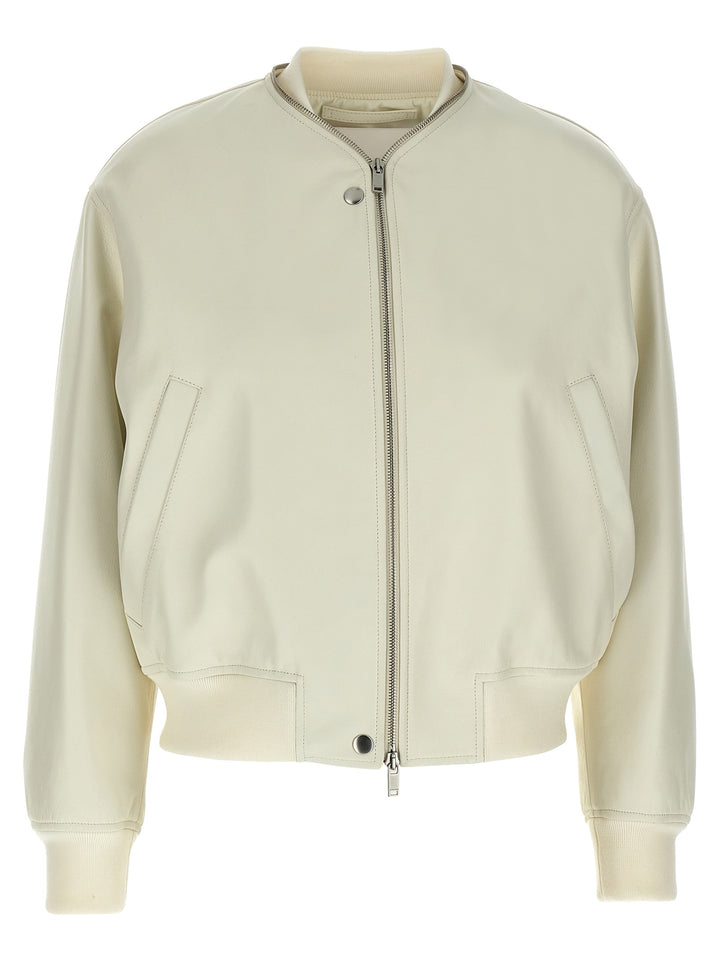 Leather Bomber Jacket Giacche Bianco