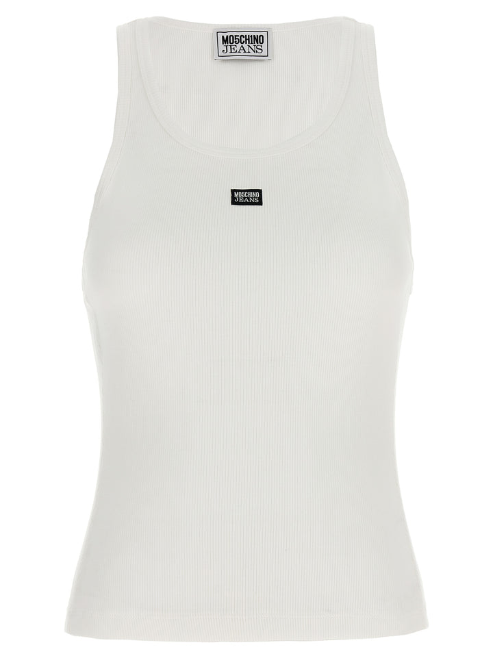 Tank Top Logo Label Top Bianco