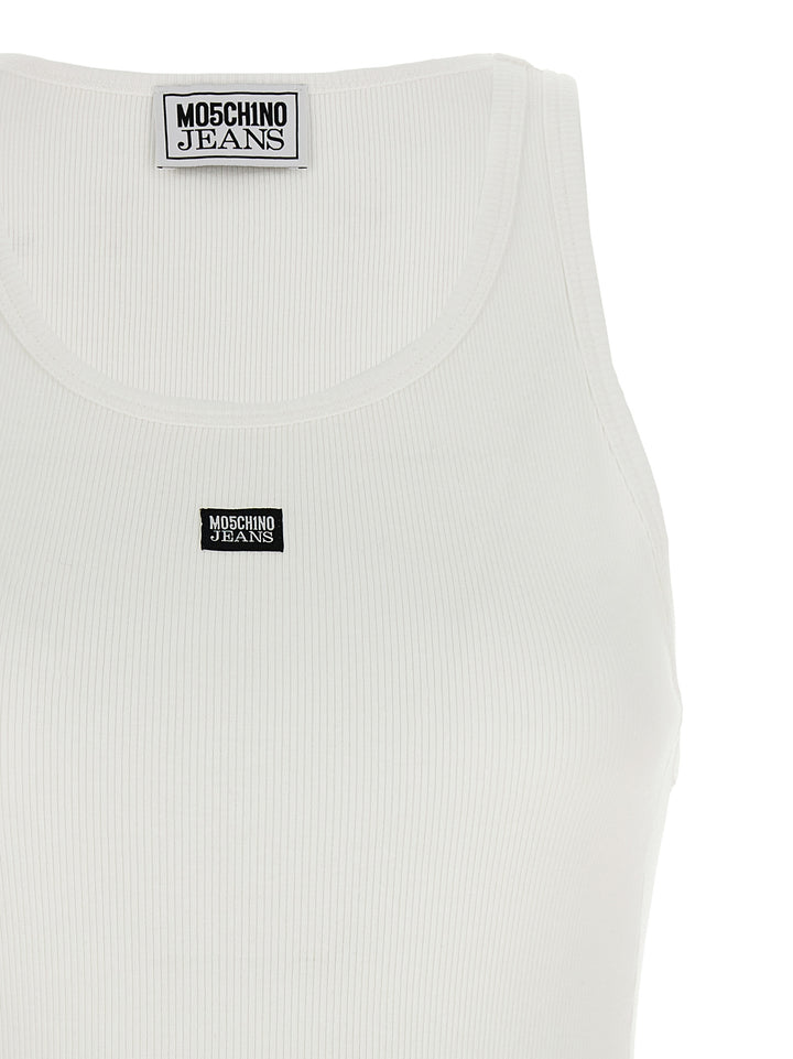 Tank Top Logo Label Top Bianco