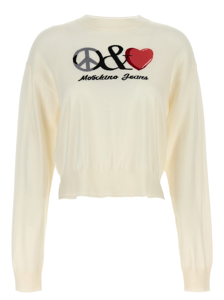 Logo Intarsia Sweater Maglioni Bianco