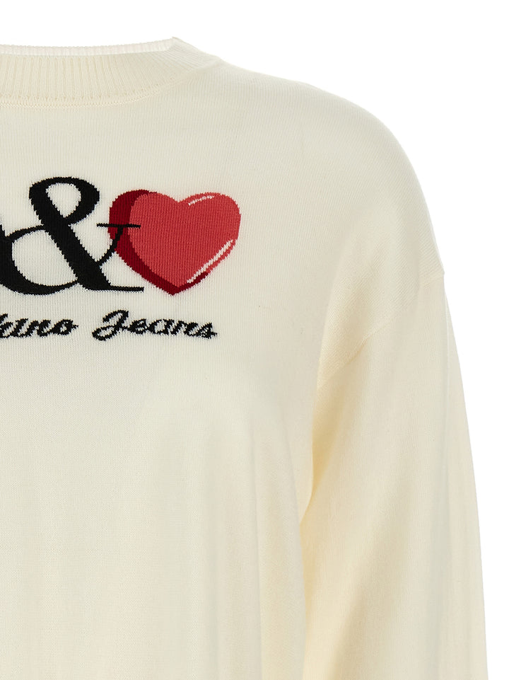 Logo Intarsia Sweater Maglioni Bianco