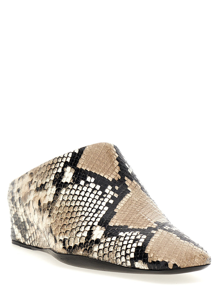 Snake Print Mules Flat Shoes Multicolor