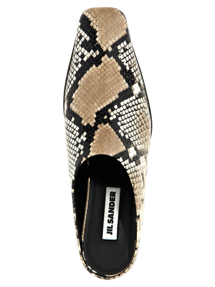 Snake Print Mules Flat Shoes Multicolor