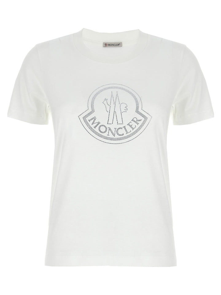 Rhinestone Logo T Shirt Bianco