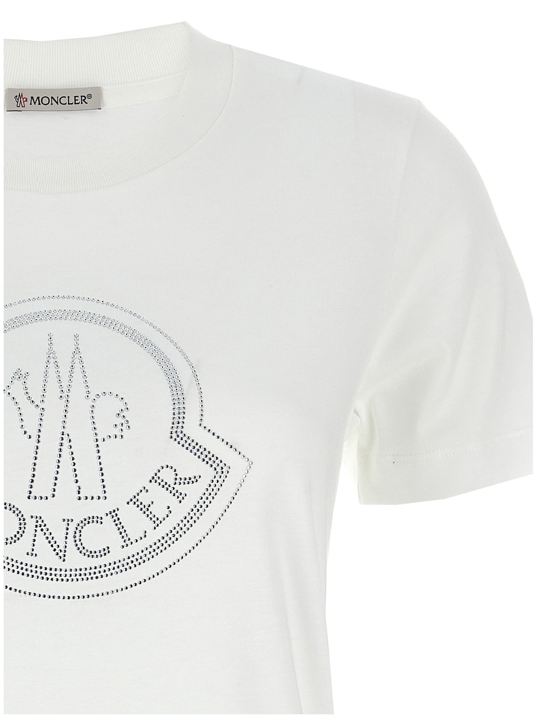 Rhinestone Logo T Shirt Bianco