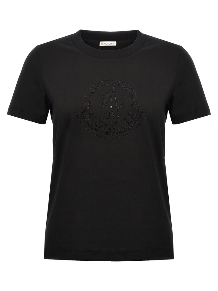 Rhinestone Logo T Shirt Nero