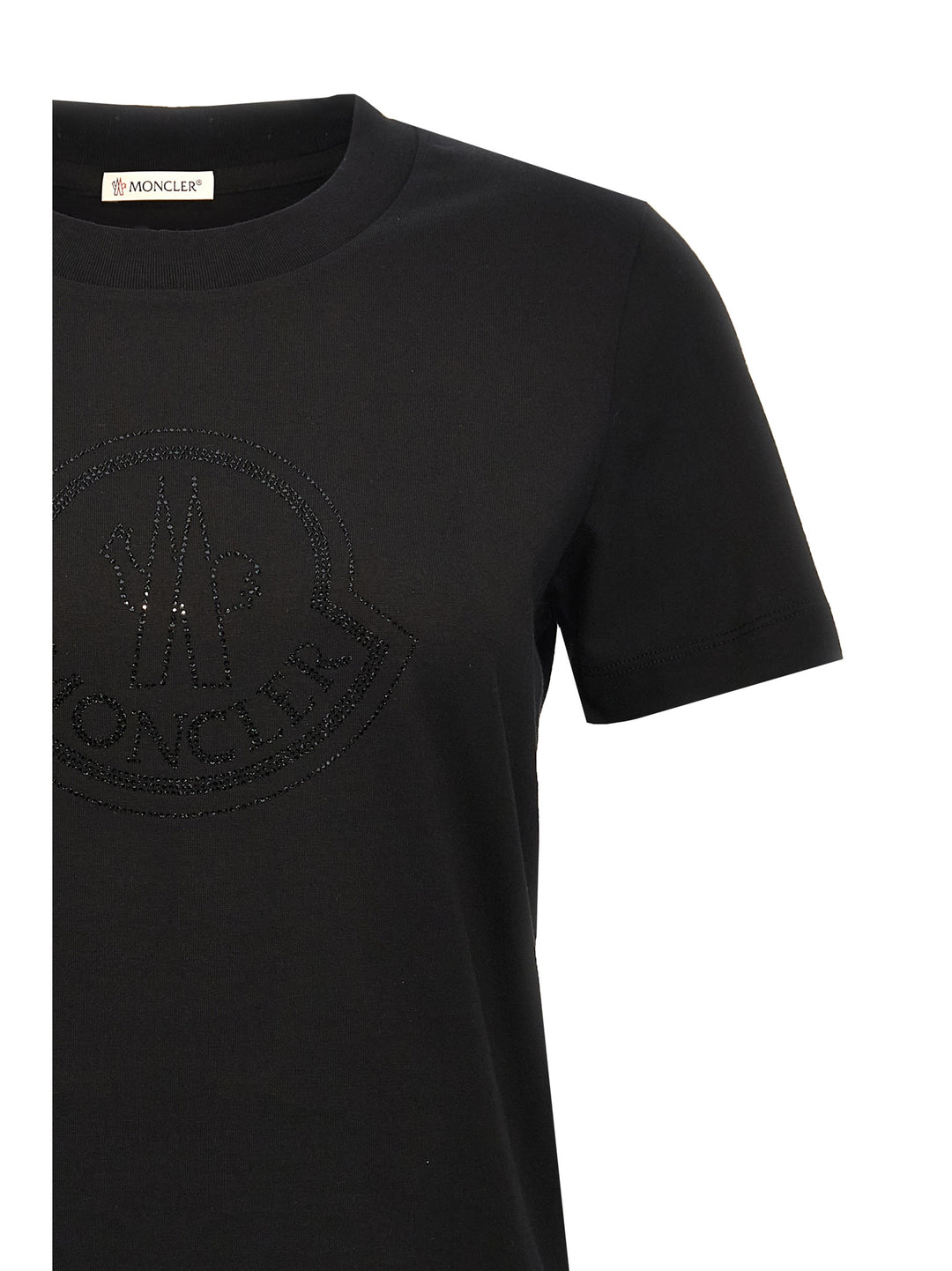 Rhinestone Logo T Shirt Nero