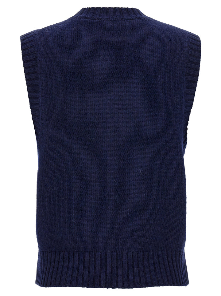 Logo Intarsia Vest Gilet Blu